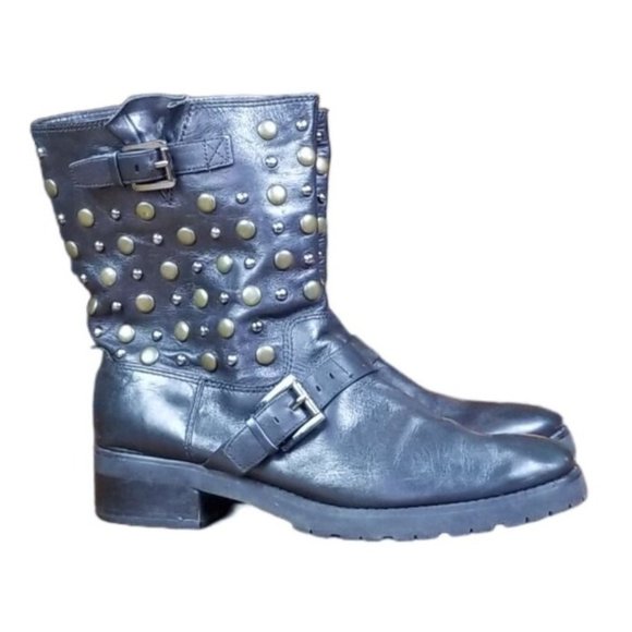 Michael Kors Studded black leather combat boots size 9 - Picture 1 of 16